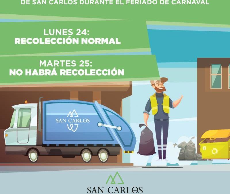 Así funcionan los servicios municipales de San Carlos éste feriado.