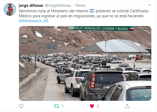 Jorge Difonso pide certificado médico para ingresar al País.