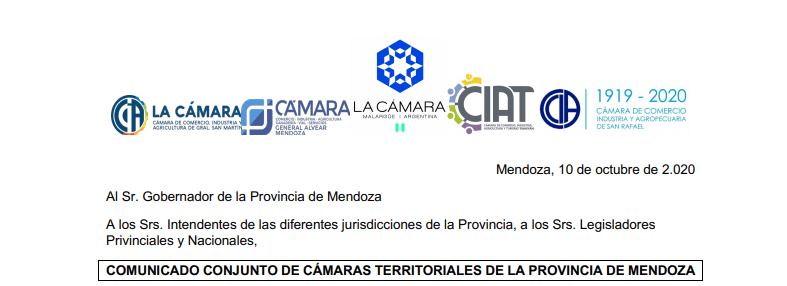 Fuerte respaldo al Gobernador Suárez de las Cámaras Territoriales Mendocinas.