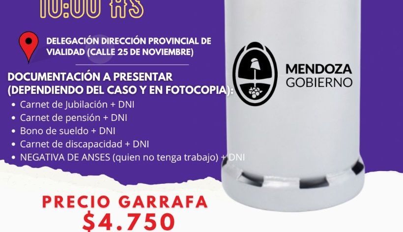 El 30 de abril comienza «Garrafa Social» en Tunuyán