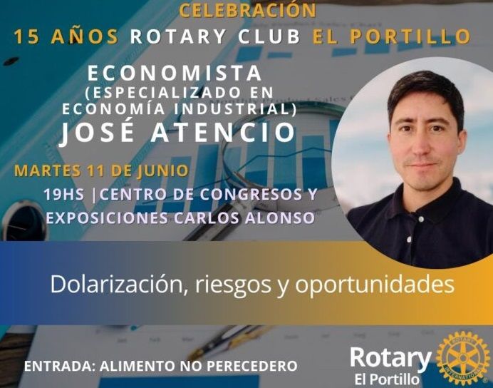 Cumple 15 años el Rotary Club El Portillo, como parte de los festejos organiza una charla sobre economía