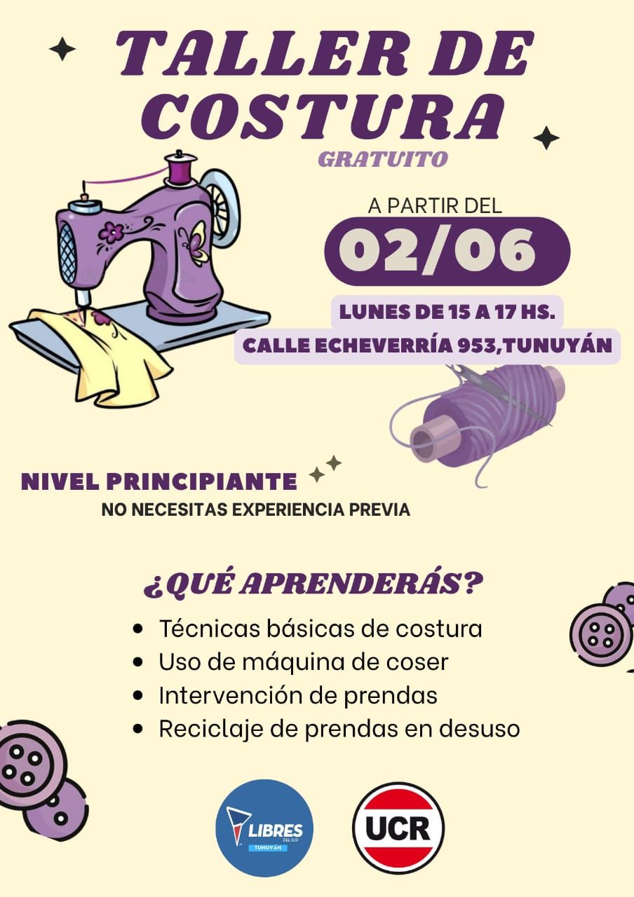 Taller de costura gratuito en la