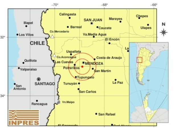 Fuerte terremoto muy cerca del Valle de Uco, ocurrió anoche